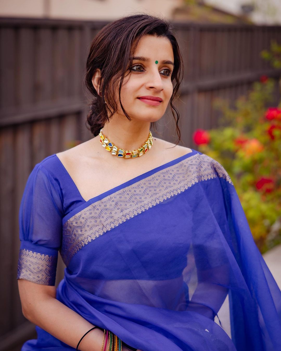 Royal Blue Banarasi Soft Organza Skirt Border Saree | Easy To Drape