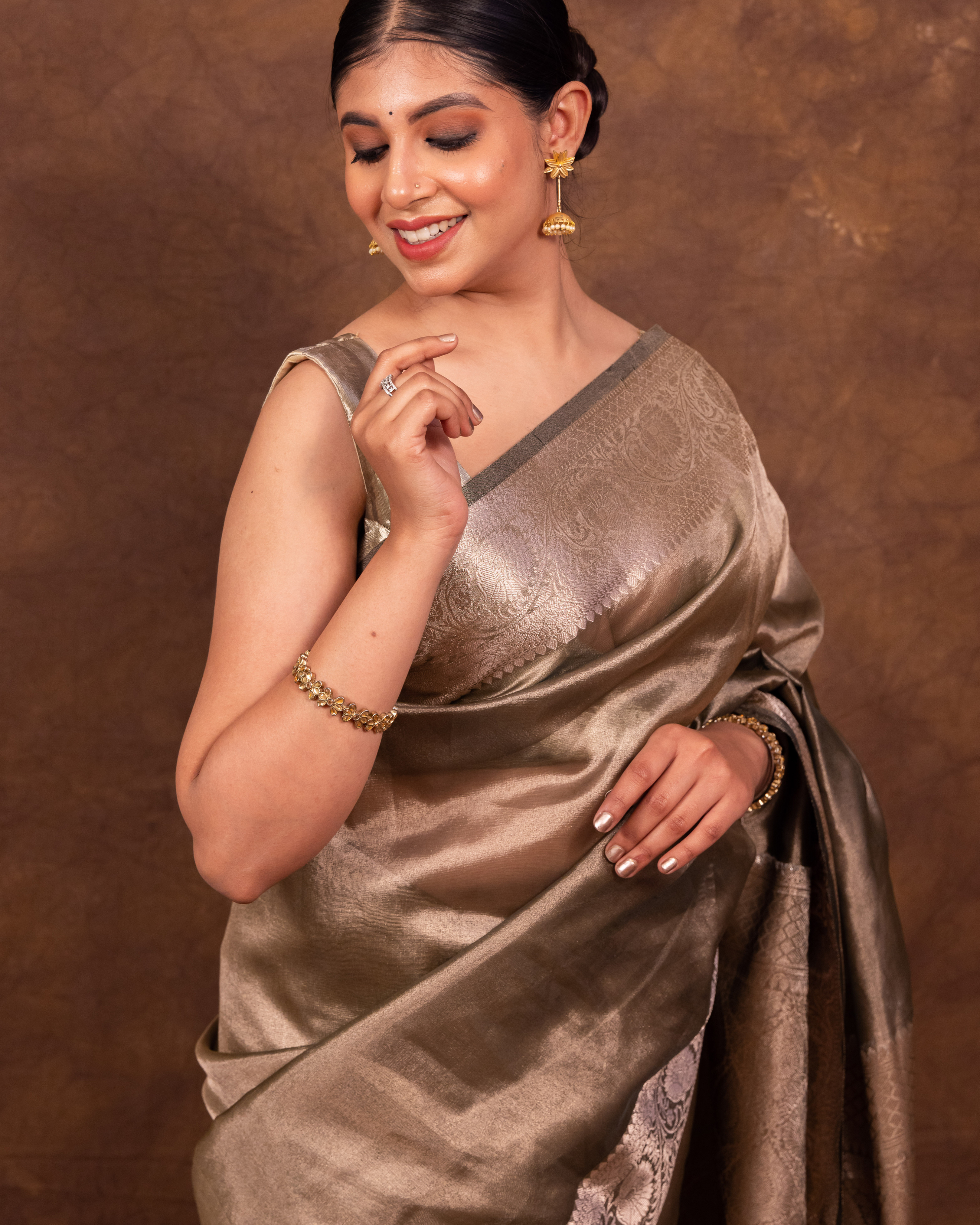 Pencil Grey Banarasi Authentic Soft Tissue Silk Saree with Rich Pallu Woven Design