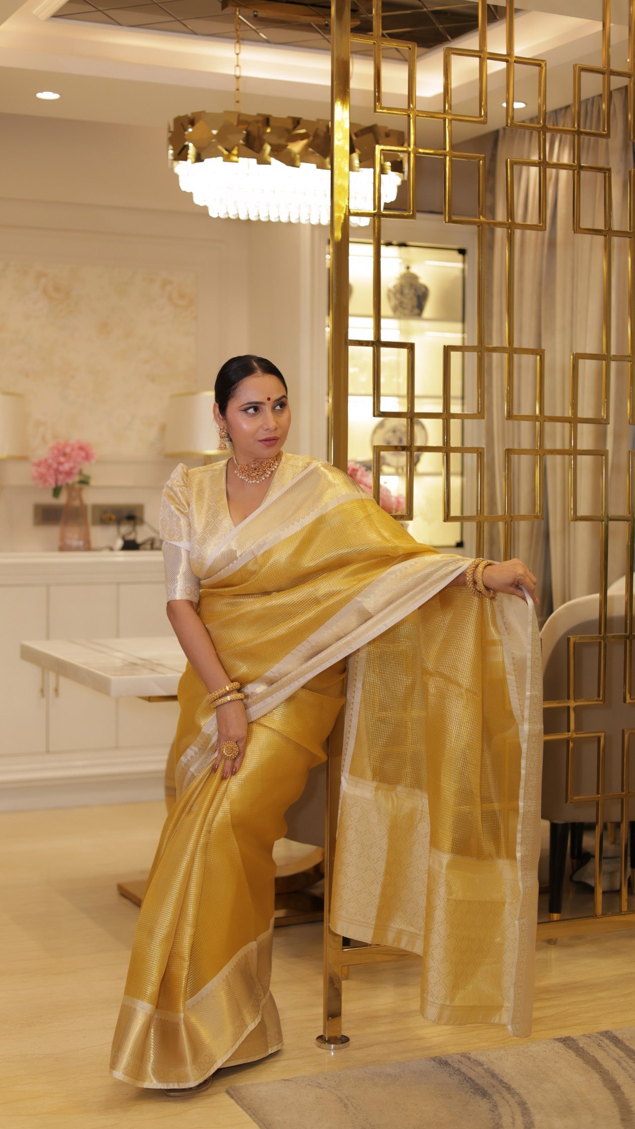 Exclusive Banarasi Glass Tissue Gold Zari Soft Silk Saree | Festive Special