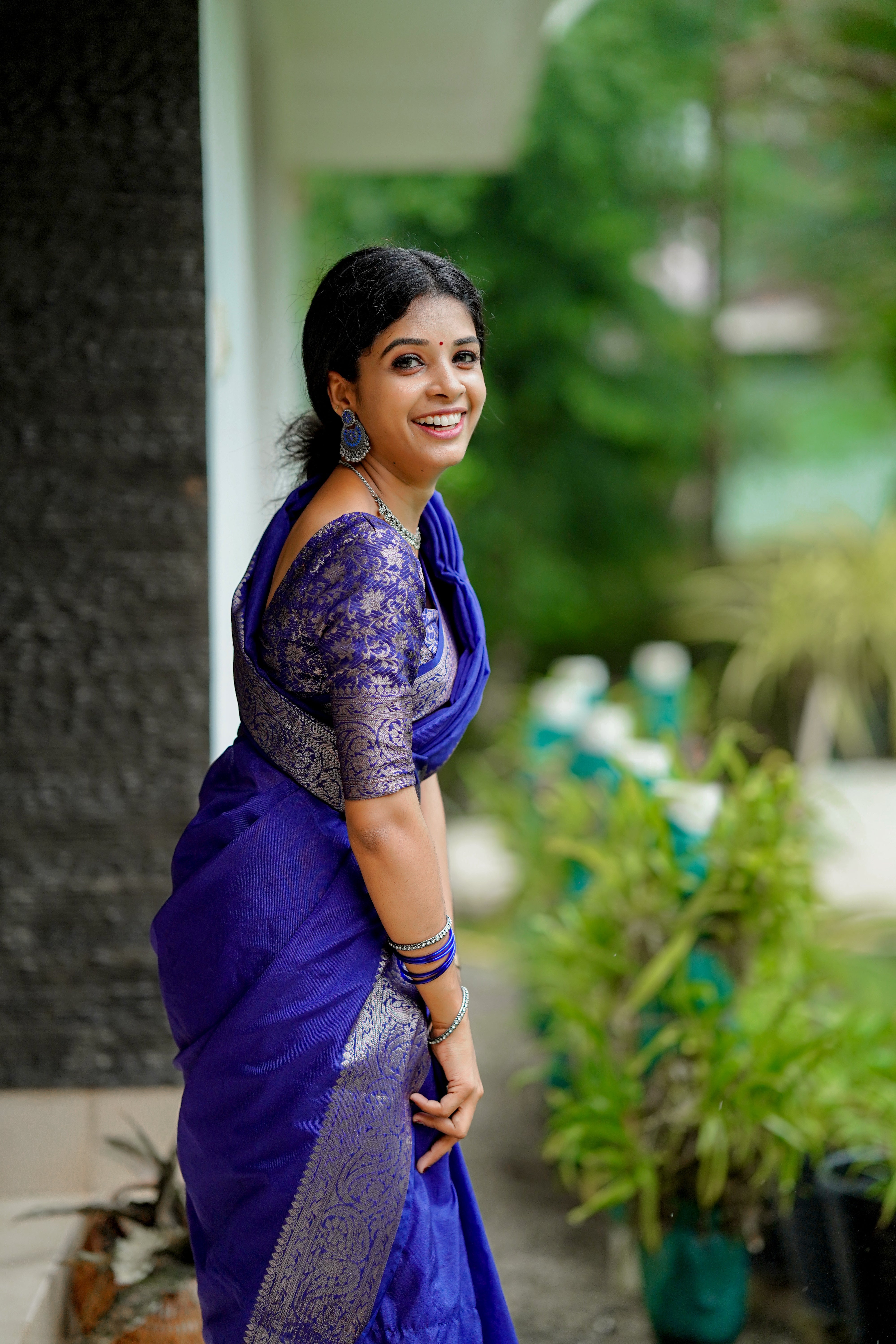 Royal Blue Classic Banarasi Woven Soft Saree with Antique Zari Borders