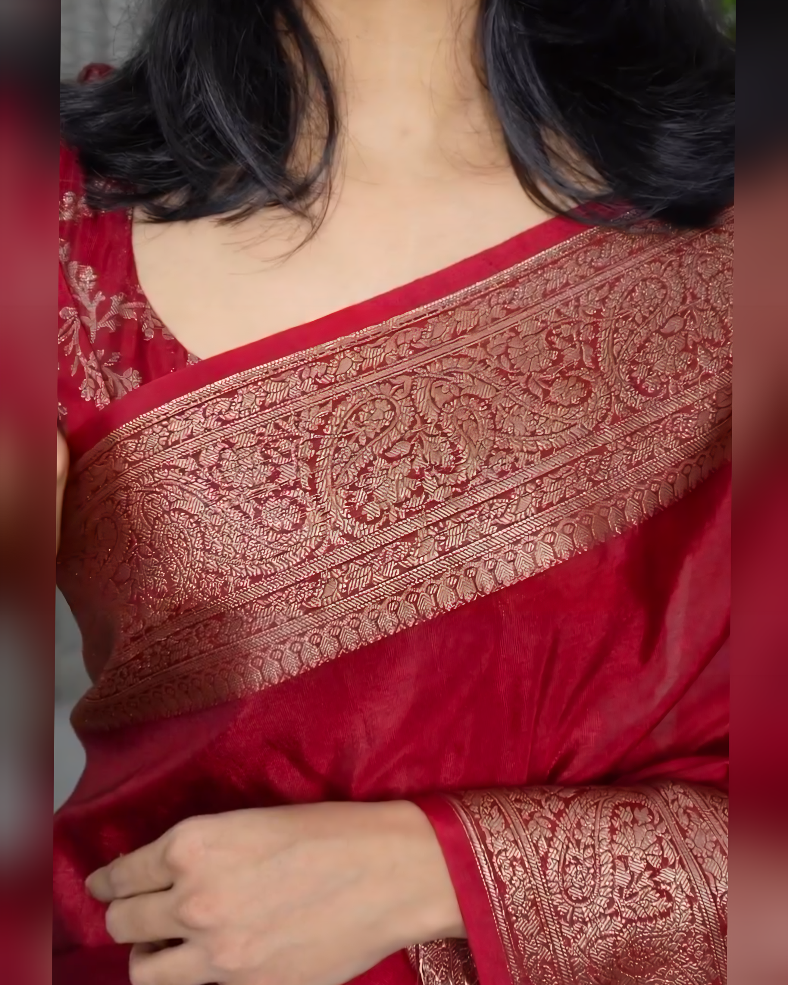 Classic Banarasi Woven Soft Saree with Antique Zari Borders