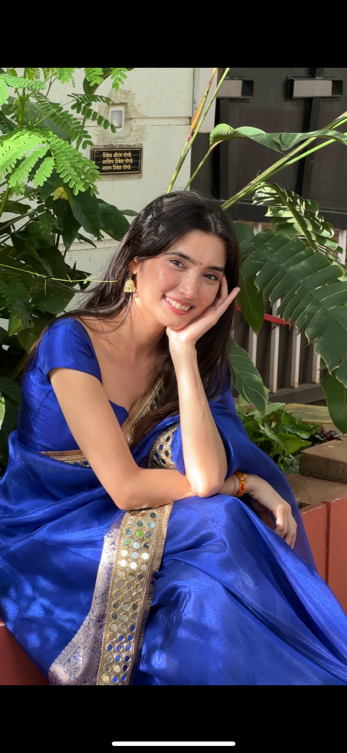 Royal Blue Banarasi Rajkumari Mirror Work Tissue Silk Saree