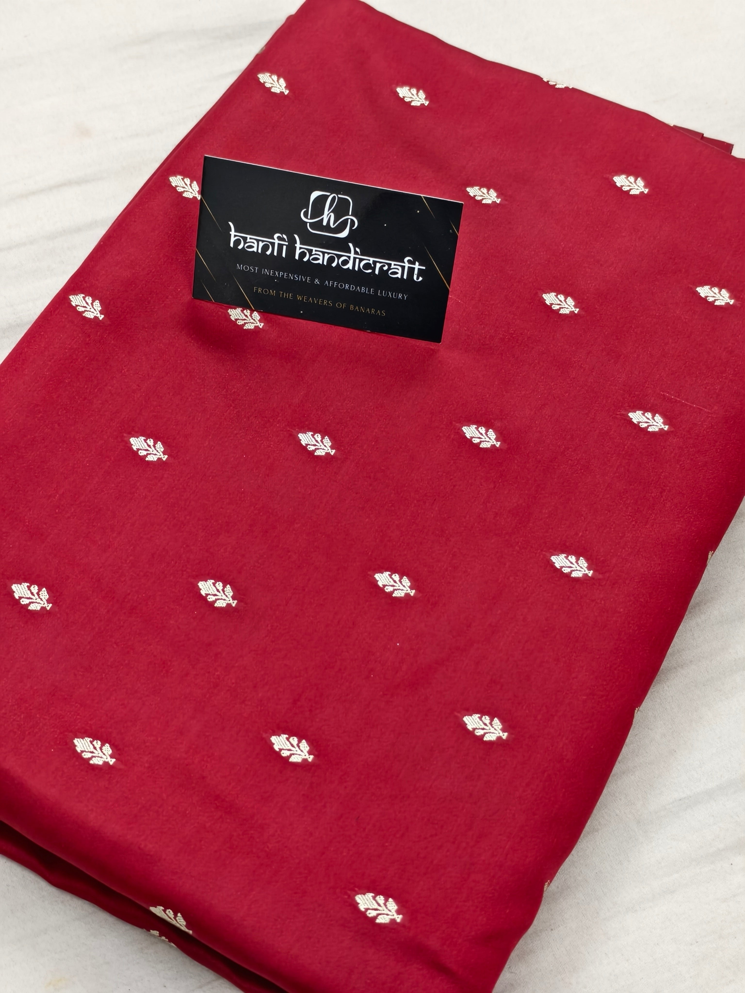 Blood red Aesthetic Banarasi Mashru Silk Soft Saree | Chunri Buti Saree