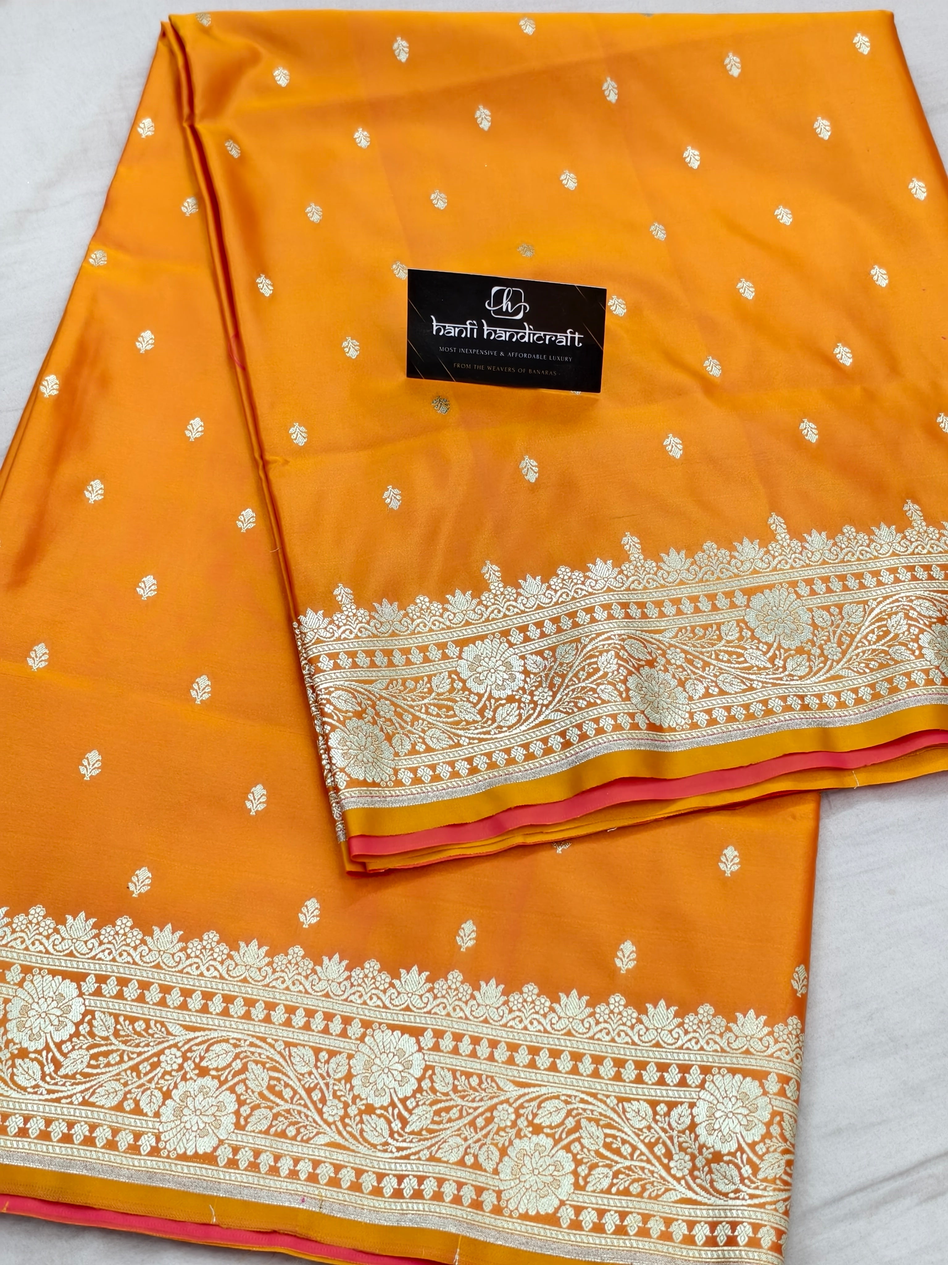 Mustard Gold Aesthetic Banarasi Mashru silk soft saree| Chunri Buti Saree