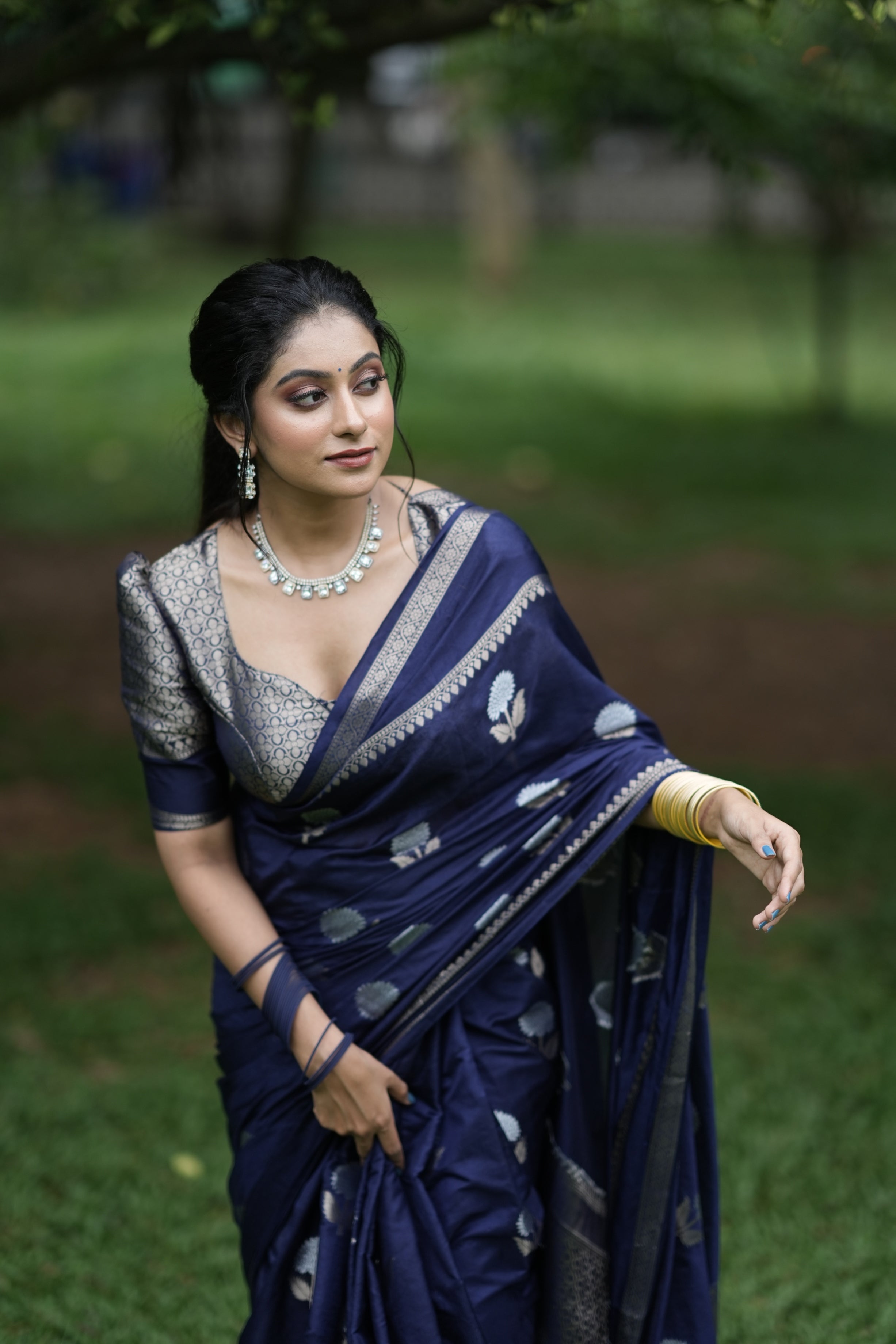 Ethereal Banarasi Woven Soft Silk Saree | Sona Rupa Zari Flower Design