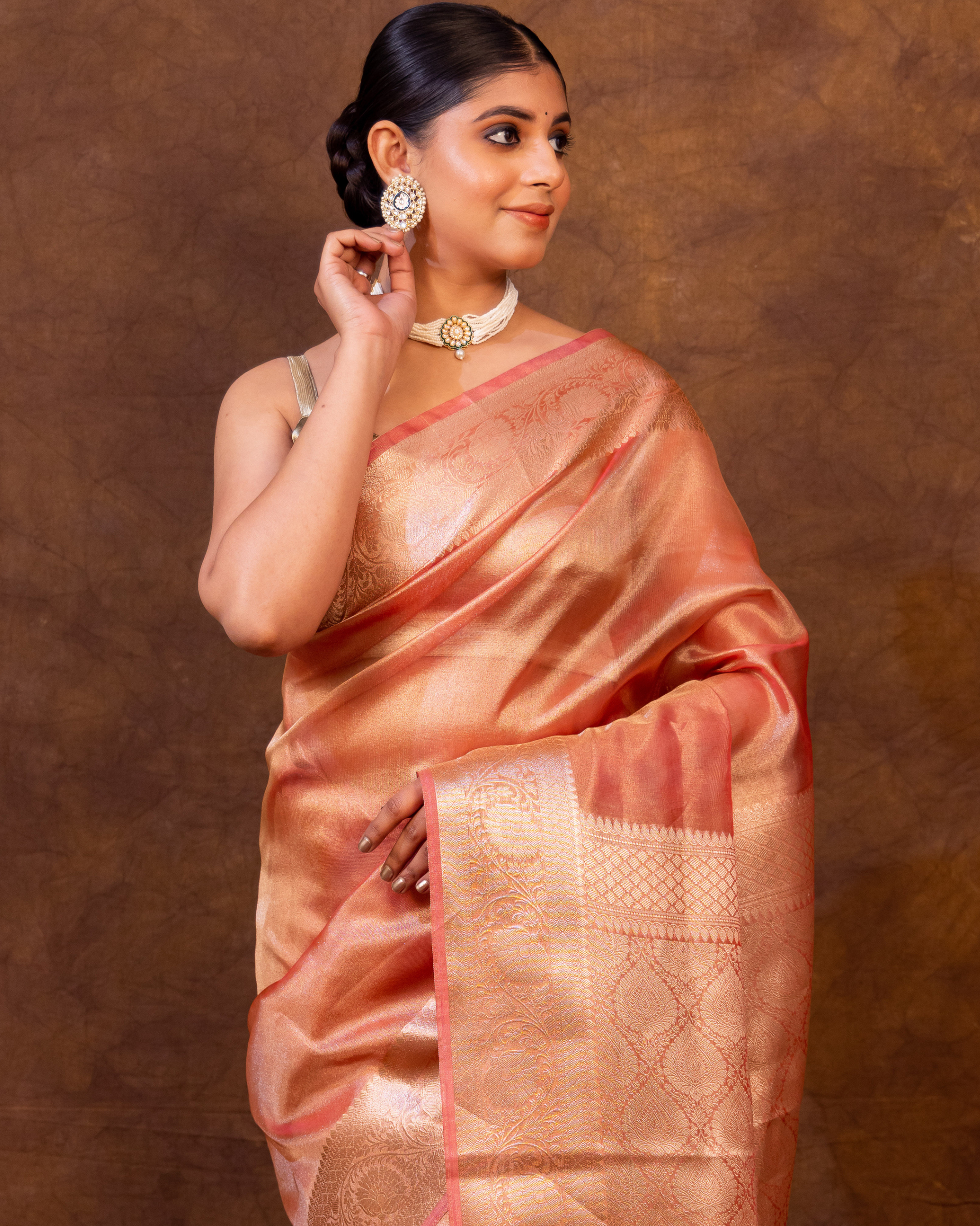 Pink Banarasi Authentic Soft Tissue Silk Saree with Rich Pallu Woven Design