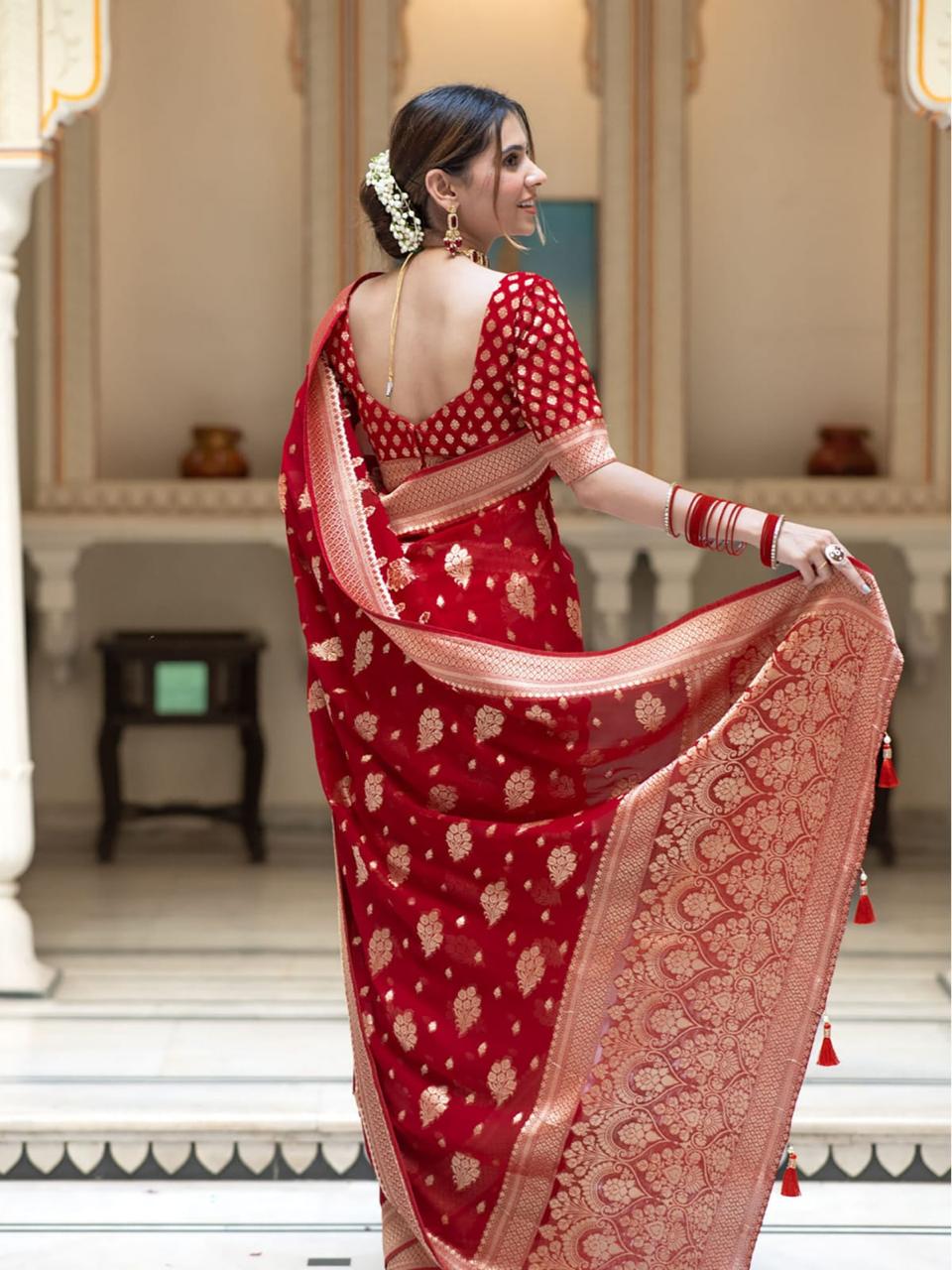 Fashionable Banarasi Woven Soft Georgette Saree | Elegant and Flowy