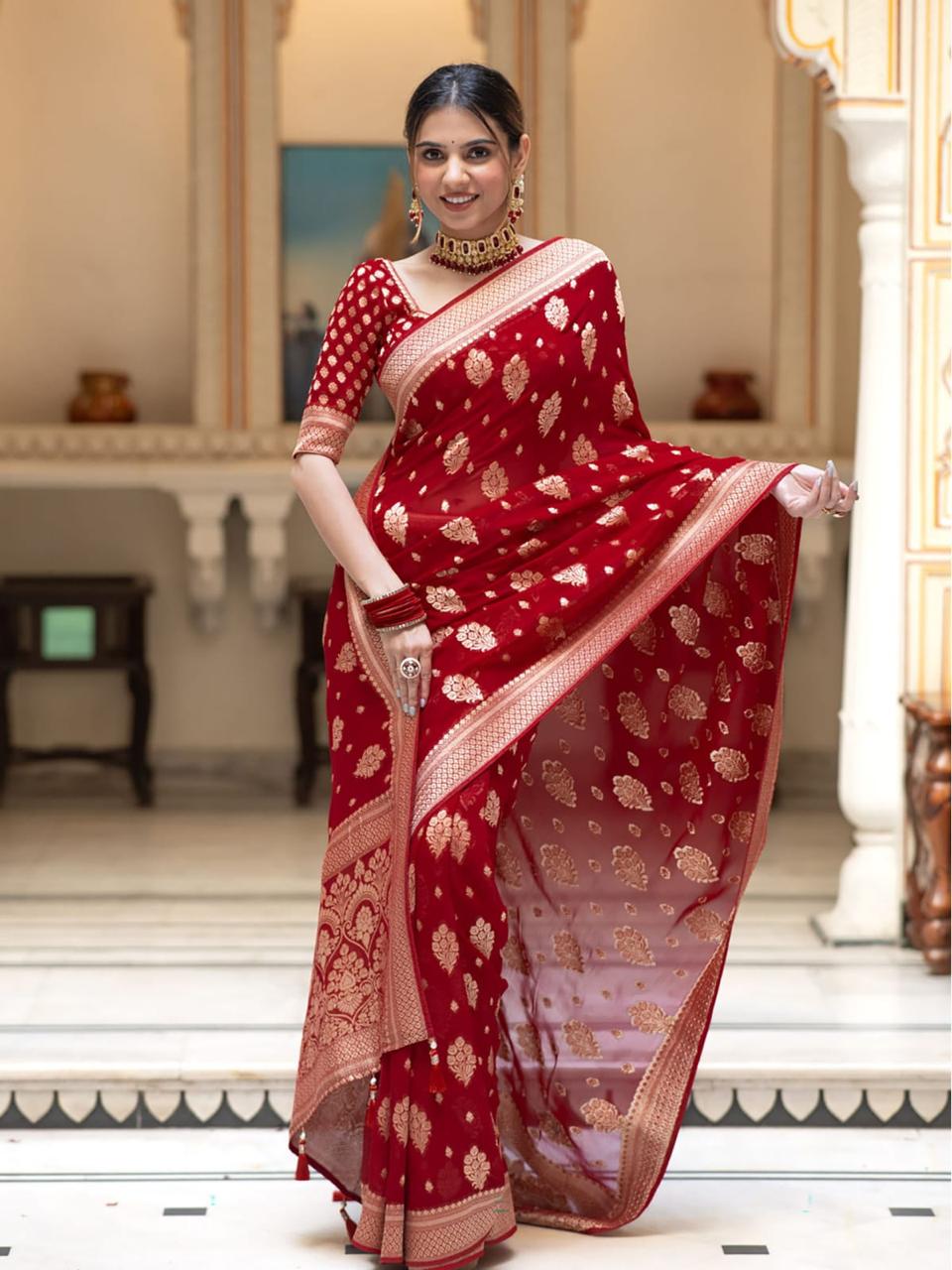 Fashionable Banarasi Woven Soft Georgette Saree | Elegant and Flowy