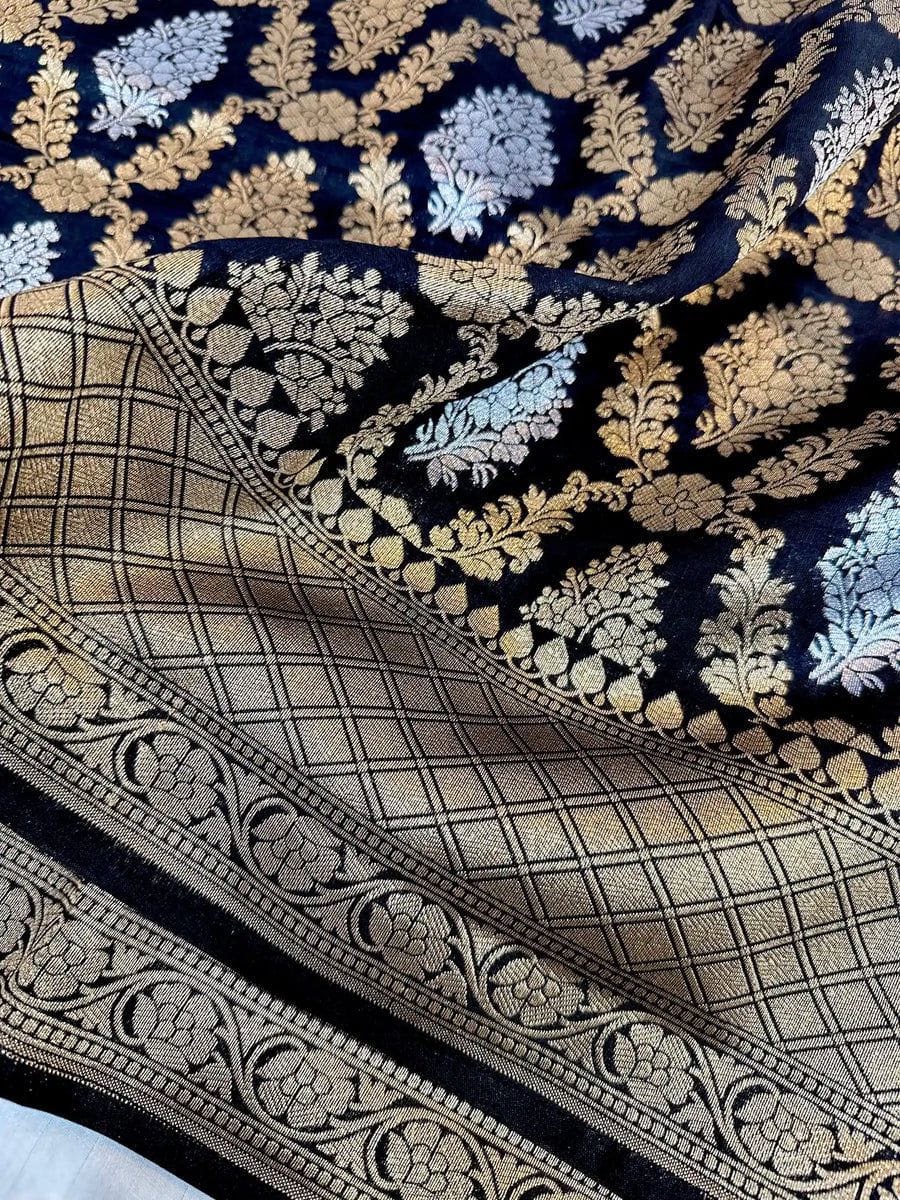 Nita Ambani Inspired Banarasi Semi Katan Silk Saree with Sona Rupa Zari