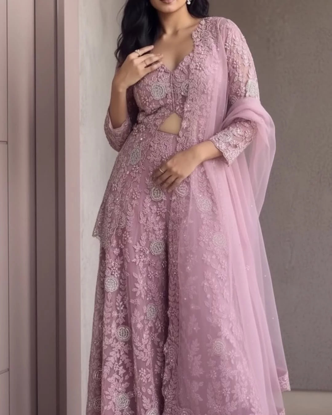 Luxury Embroidered Soft Net Co-Ord Set with Dupatta – Premium Party & Wedding Wear (3-Piece Set)